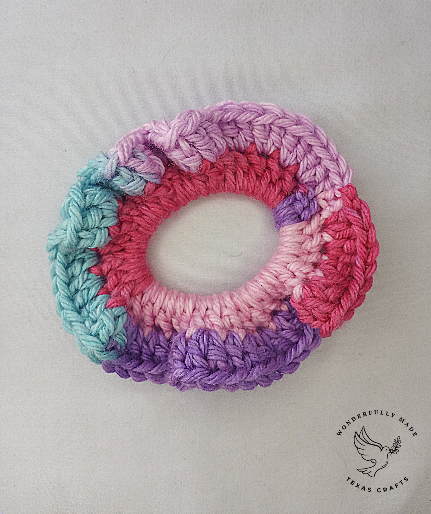 Pink, turquoise and purple