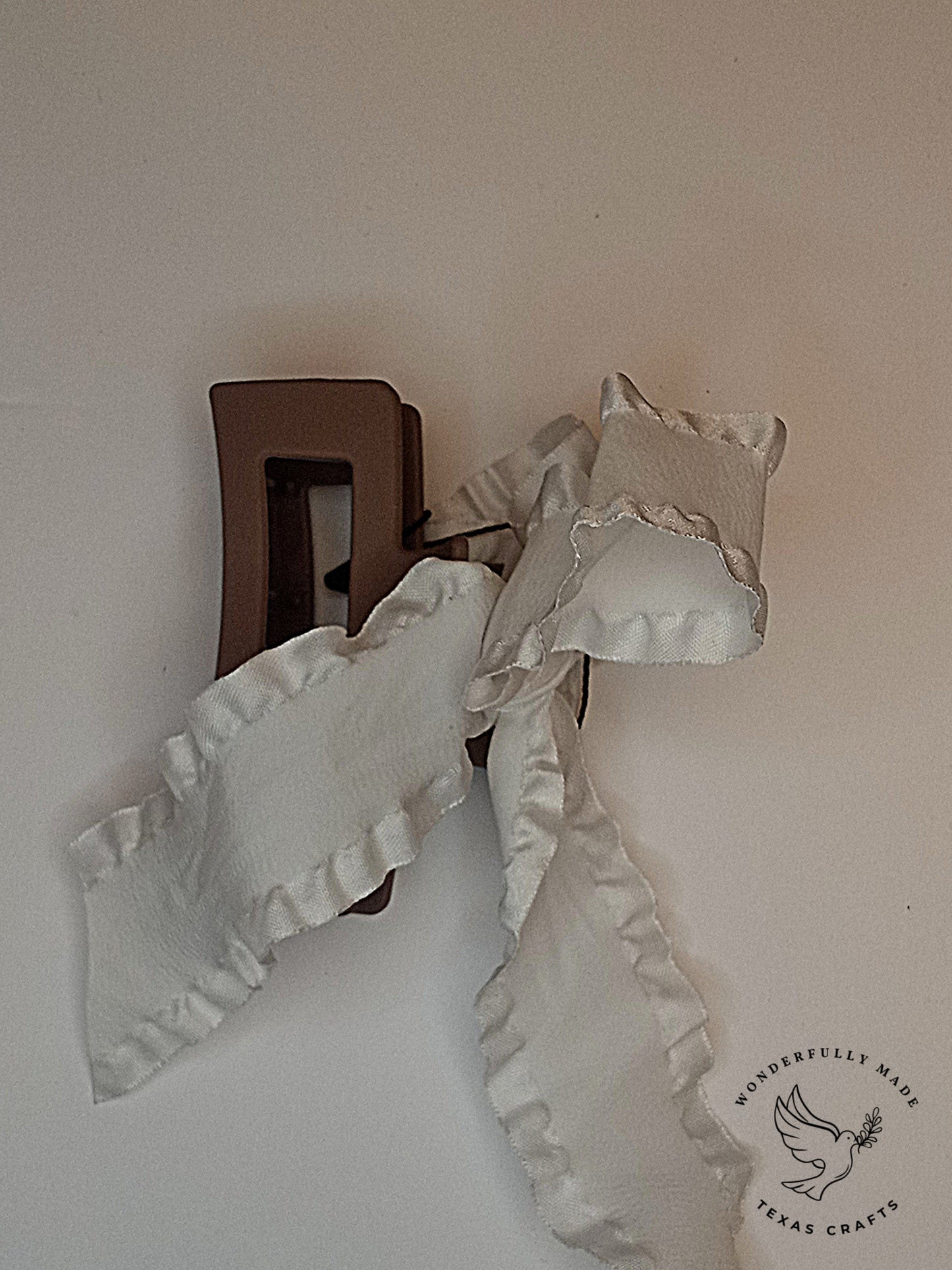 White Ruffle Claw Clip with Bow