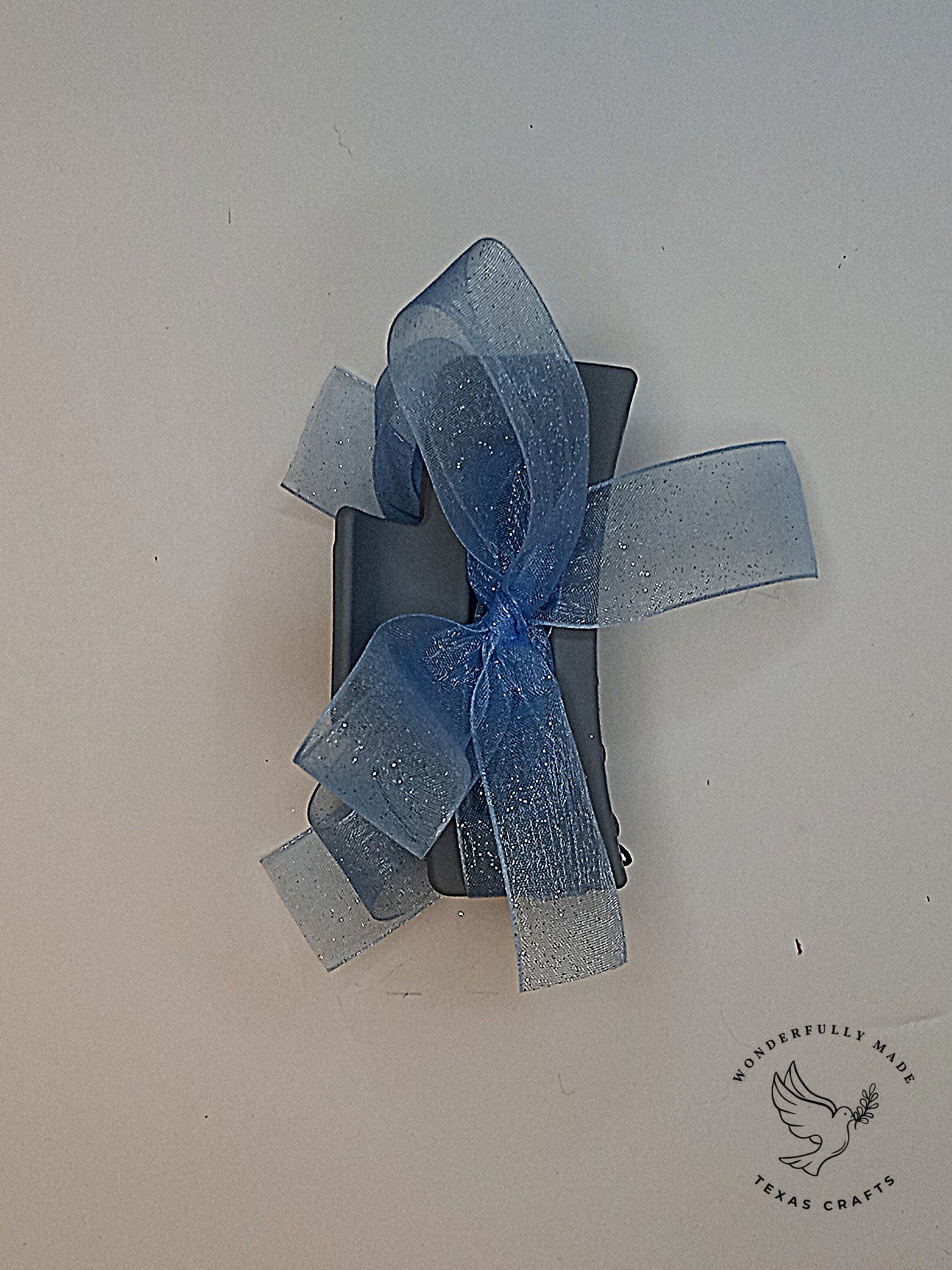Light Blue Sheer Double Bow Claw Clip
