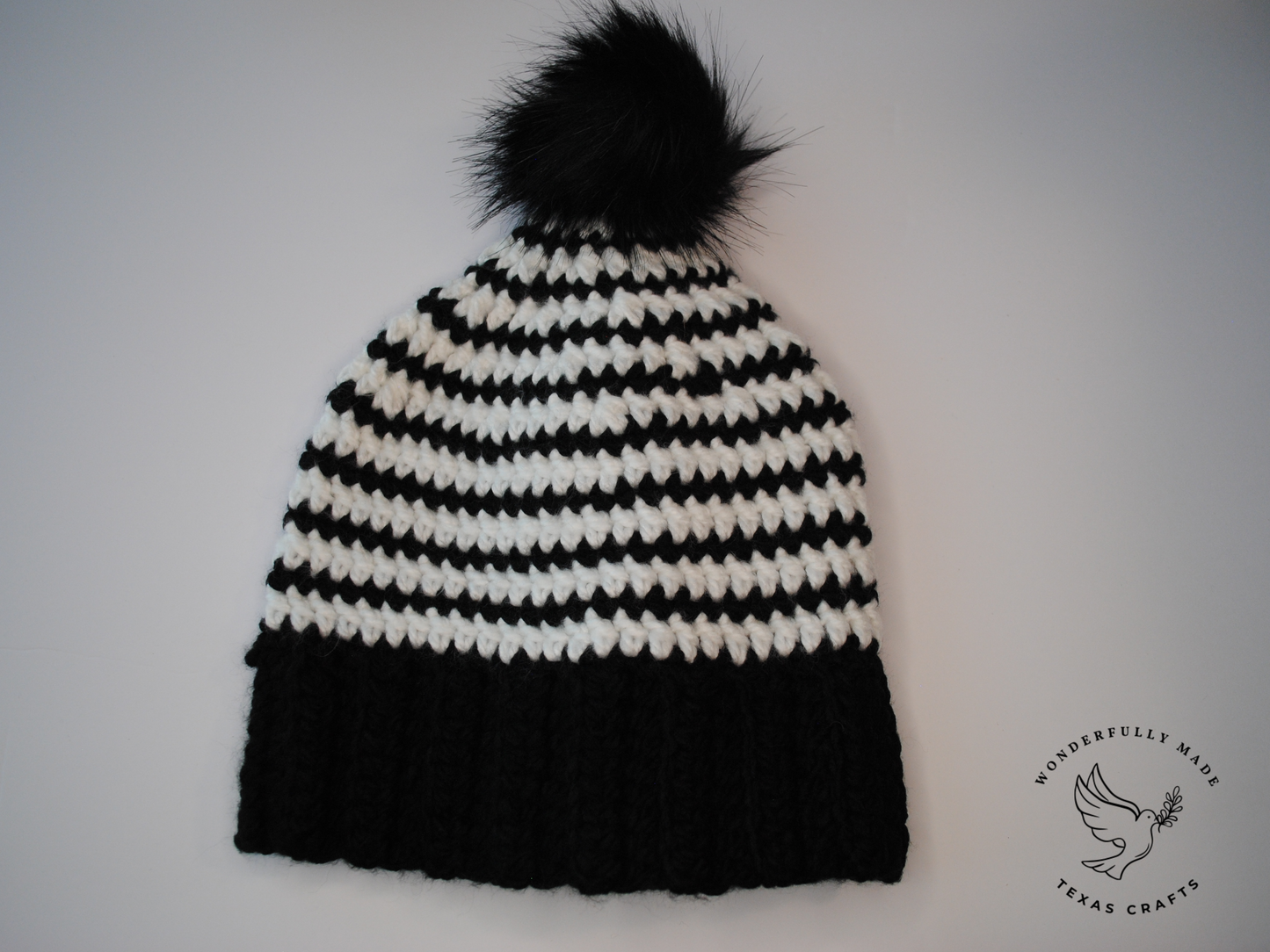 Chunky Black and White Beanie