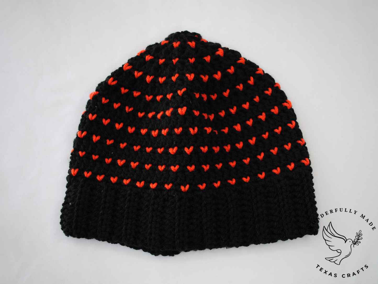 Chloe Beanie - Black with Orange