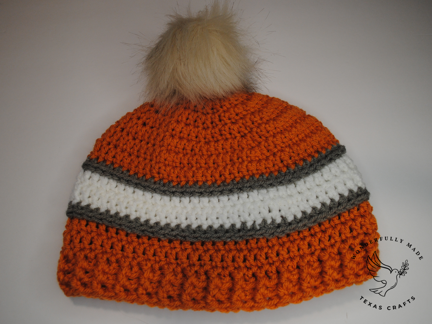 Simon Beanie - Pumpkin and White