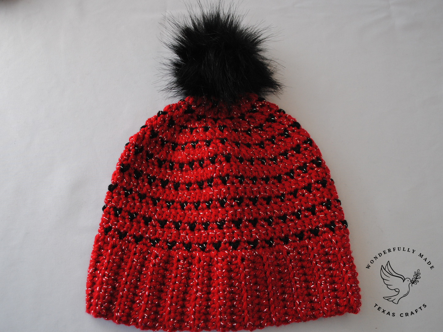 Chloe Beanie - Sparkle Red and Black