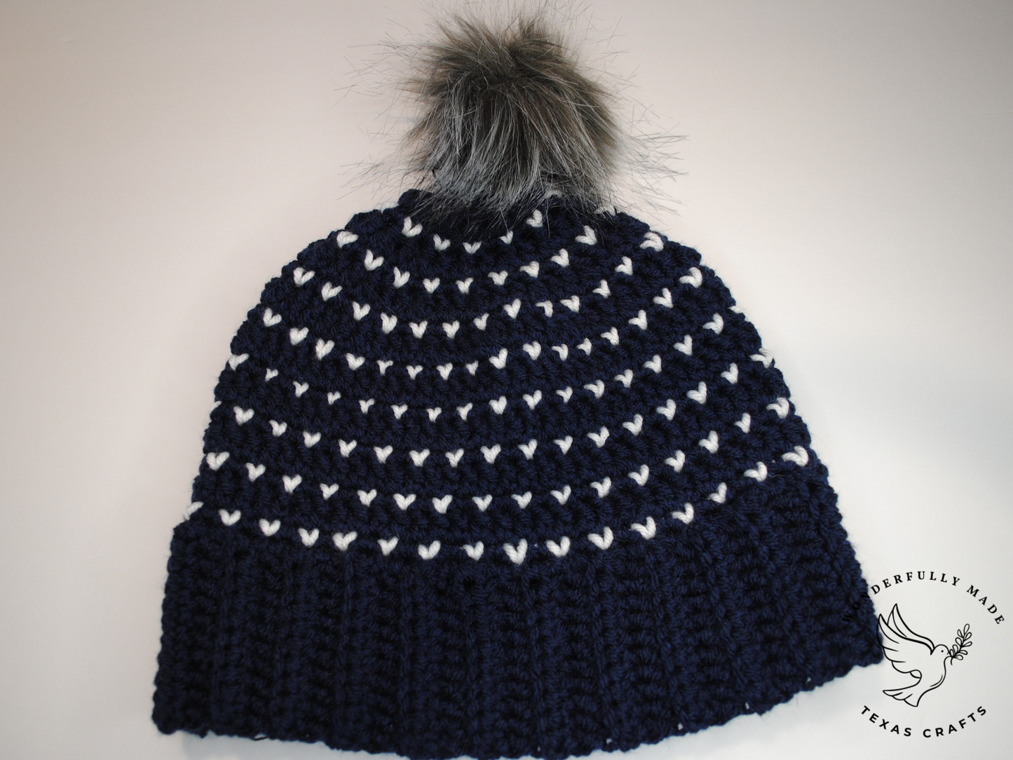 Chloe Beanie - Navy with White