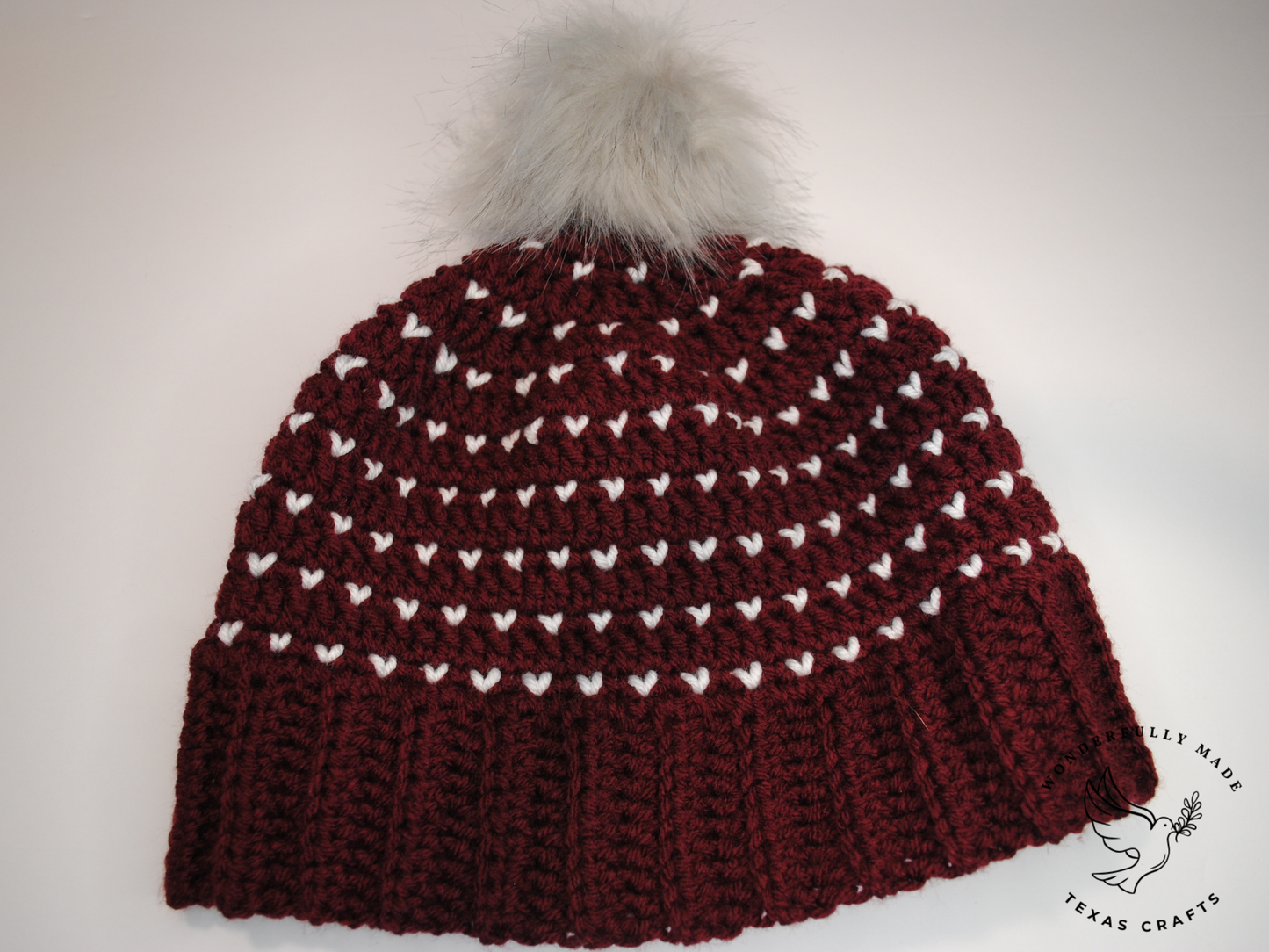 Chloe Beanie - Maroon with White