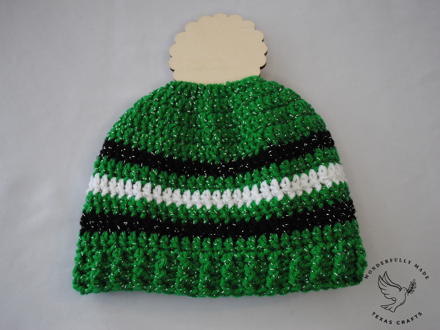 Grace Beanie - Sparkle Green and Black