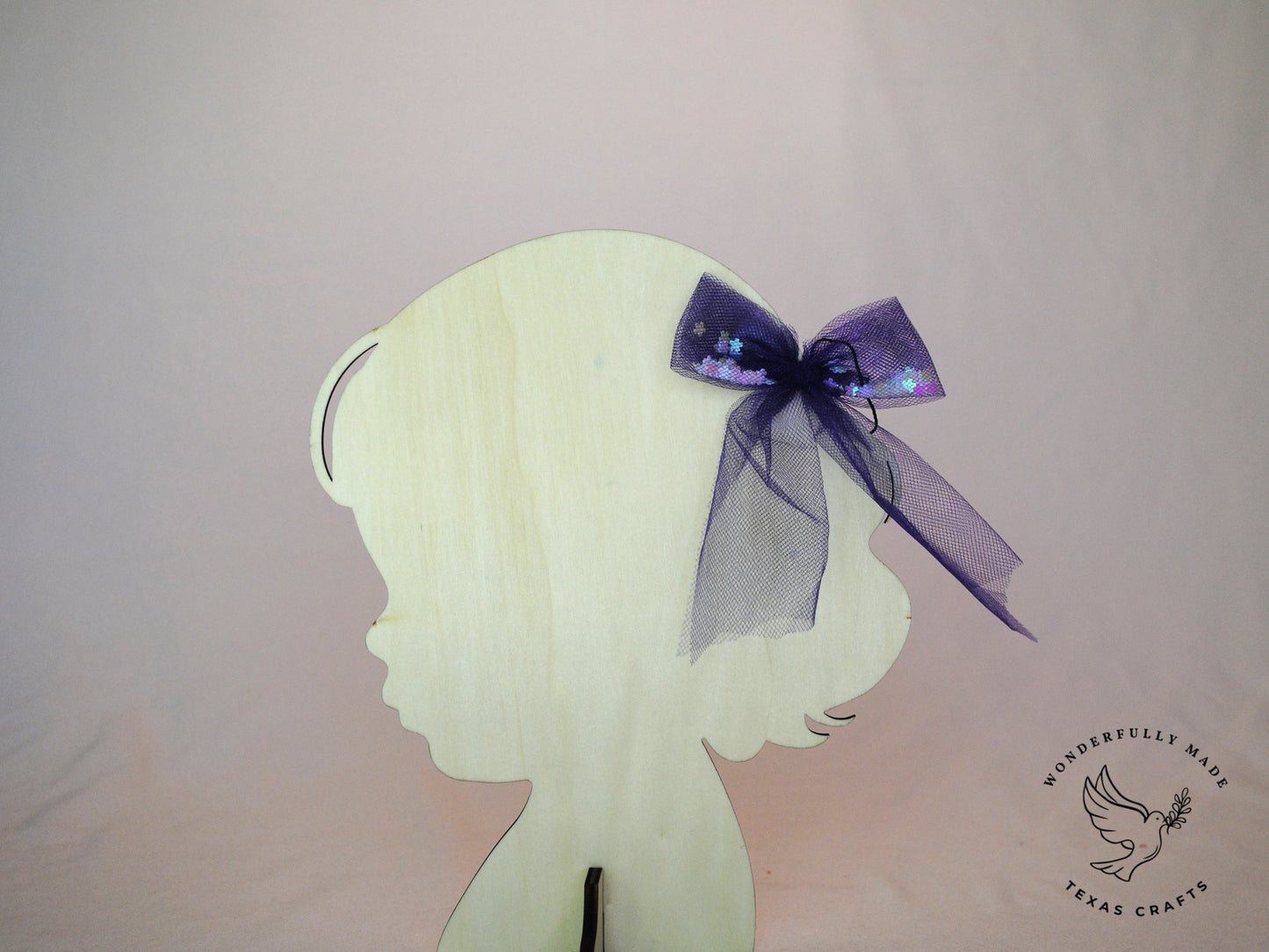 Purple filled tulle bow