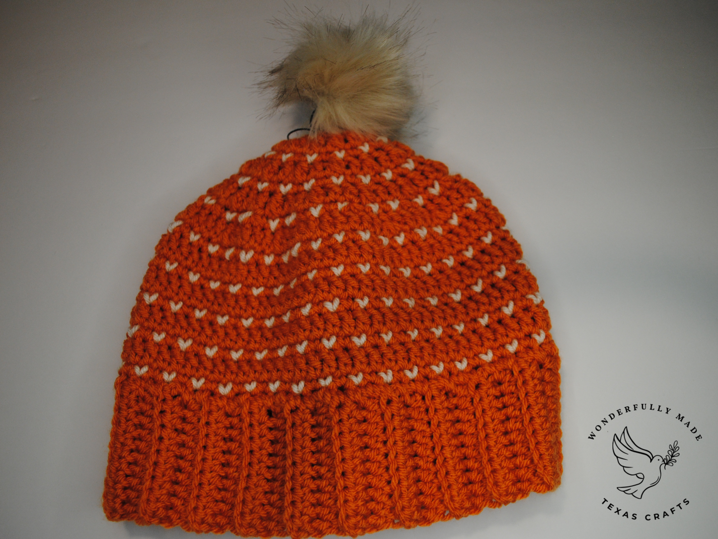 Chloe Beanie - Pumpkin with White
