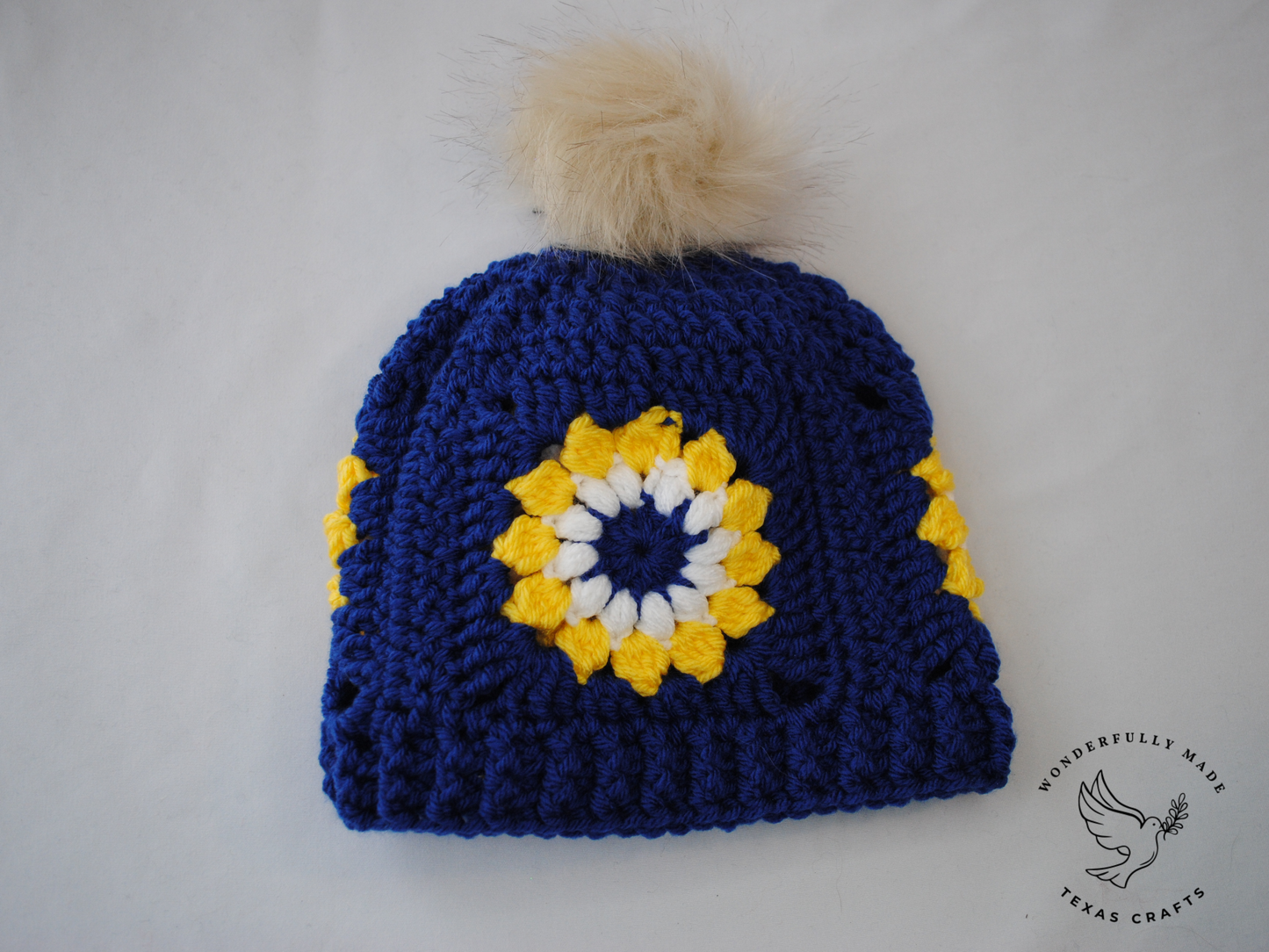 Starburst Beanie - Blue with Yellow