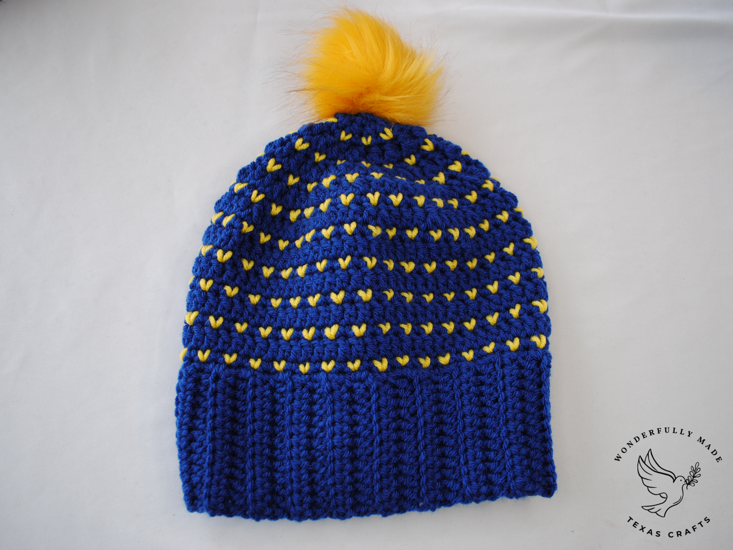 Chloe Beanie - Blue with Yellow