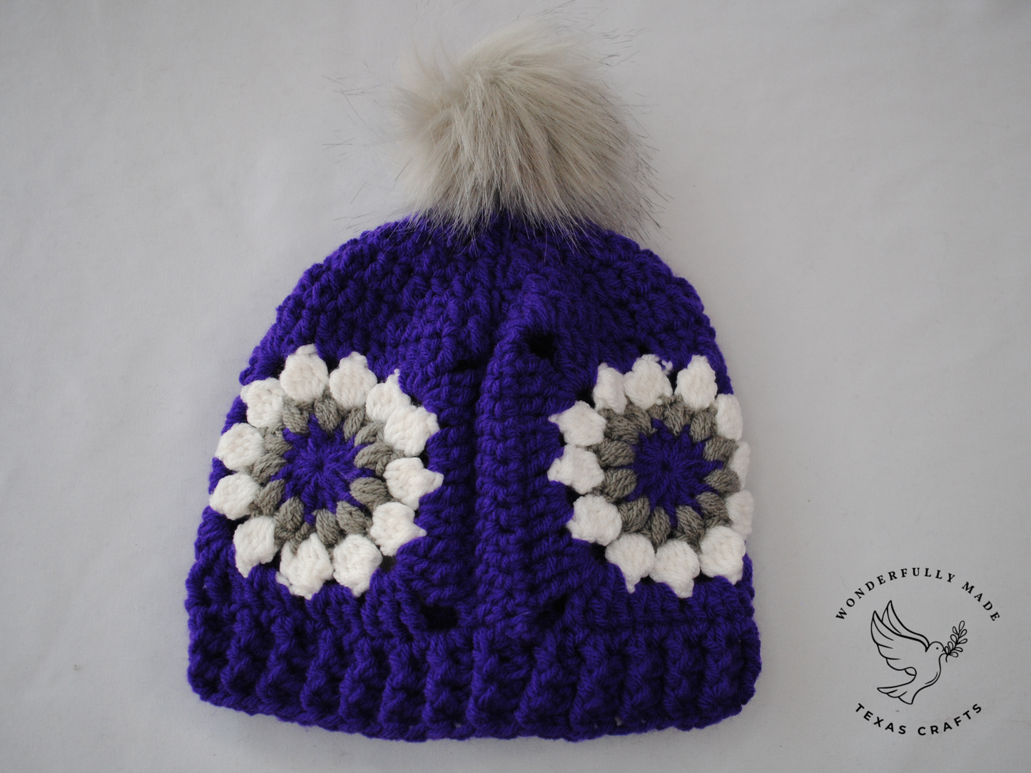 Starburst Beanie - Purple and White