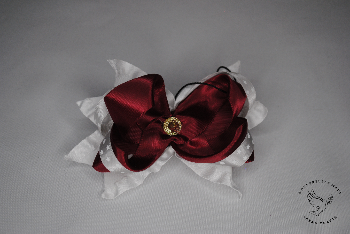 Maroon and White mini bow