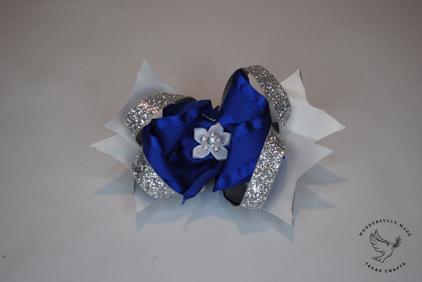 Blue and White mini bow