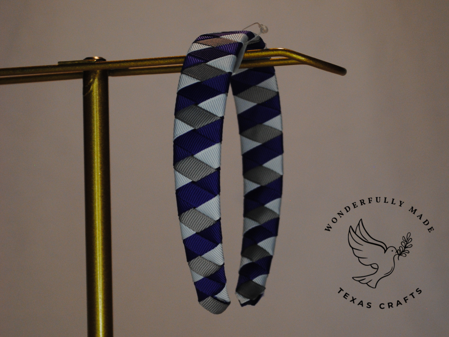 Purple, Gray and White Woven Headband