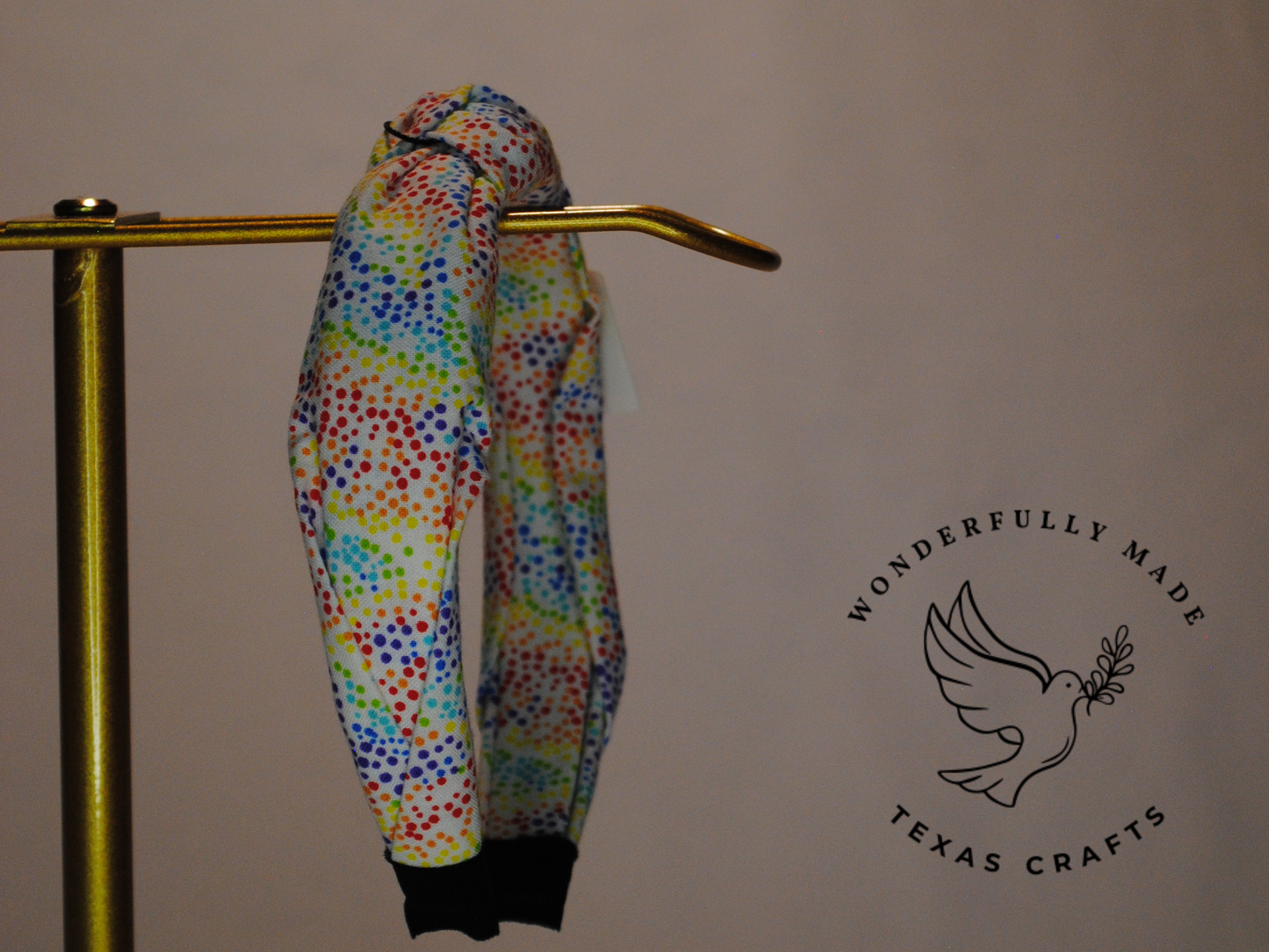 White with Rainbow Dots Headband