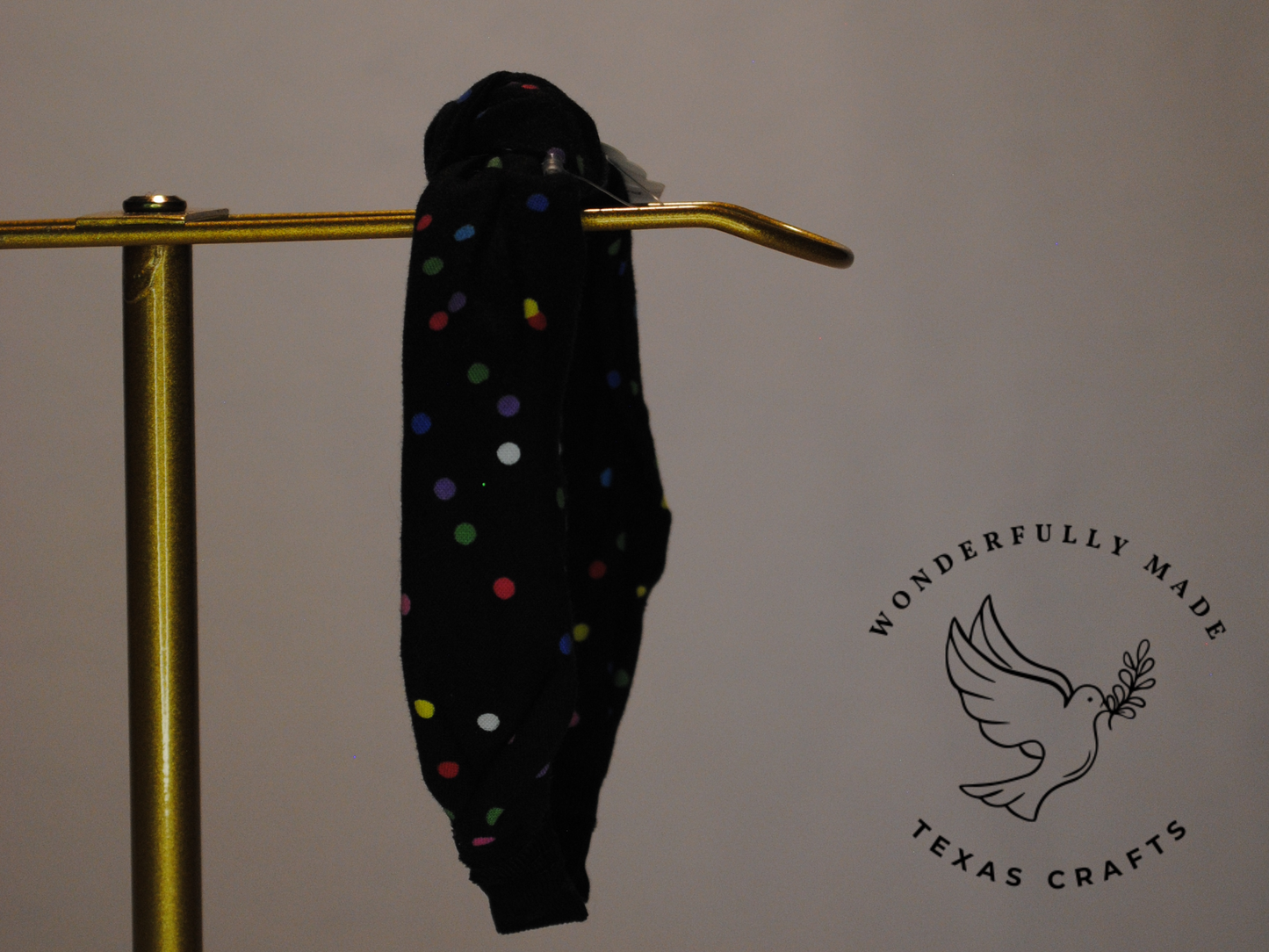 Black with Rainbow Dots Headband
