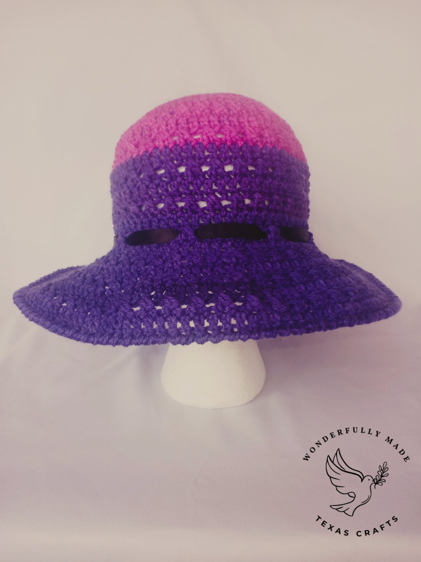 Wide Brim Sun Hat - Pink/Purple