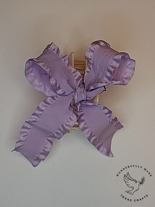 Lilac Ruffle Claw Clip with Bow