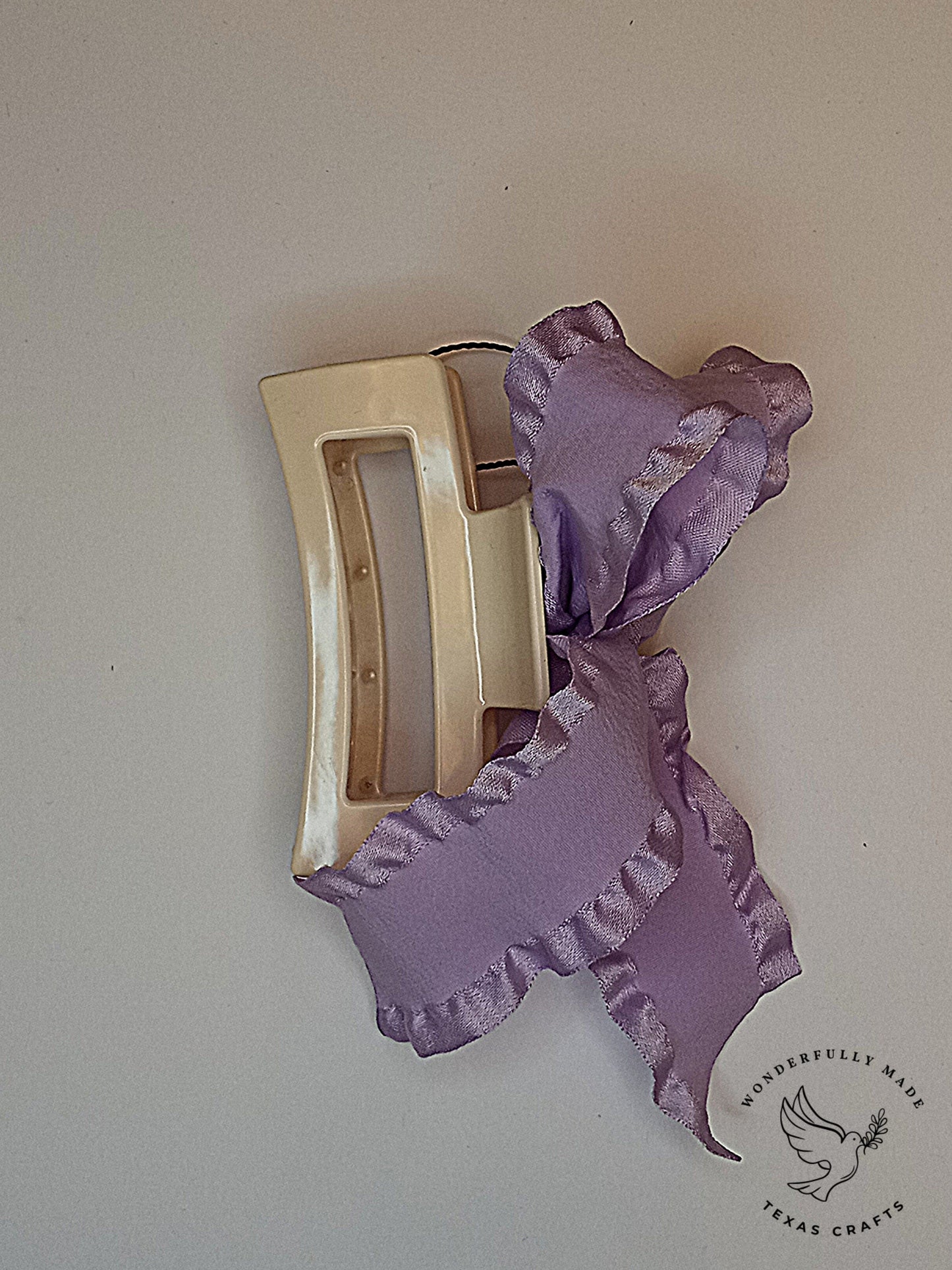 Lilac Ruffle Claw Clip with Bow