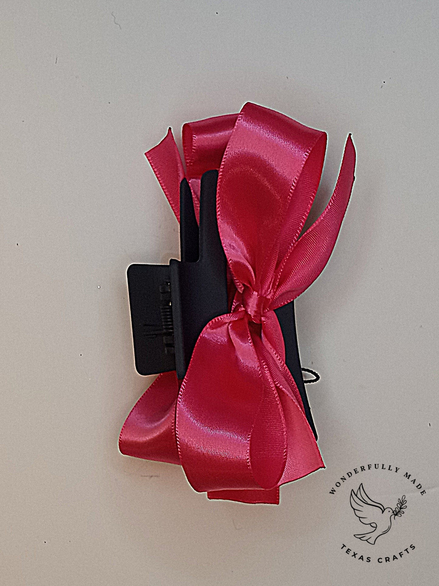 Bright Pink Double Bow Claw Clip