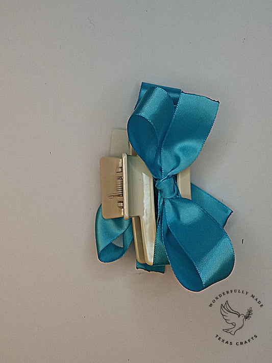 Turquoise Double Bow Claw Clip