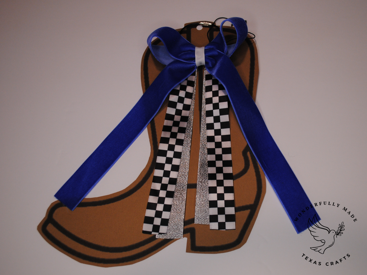 Blue and Checkered Bow Charm