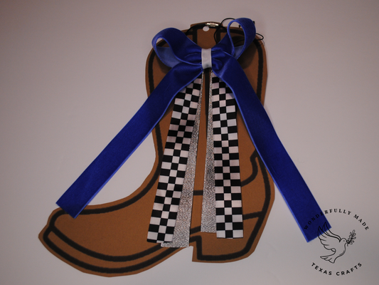 Blue and Checkered Bow Charm