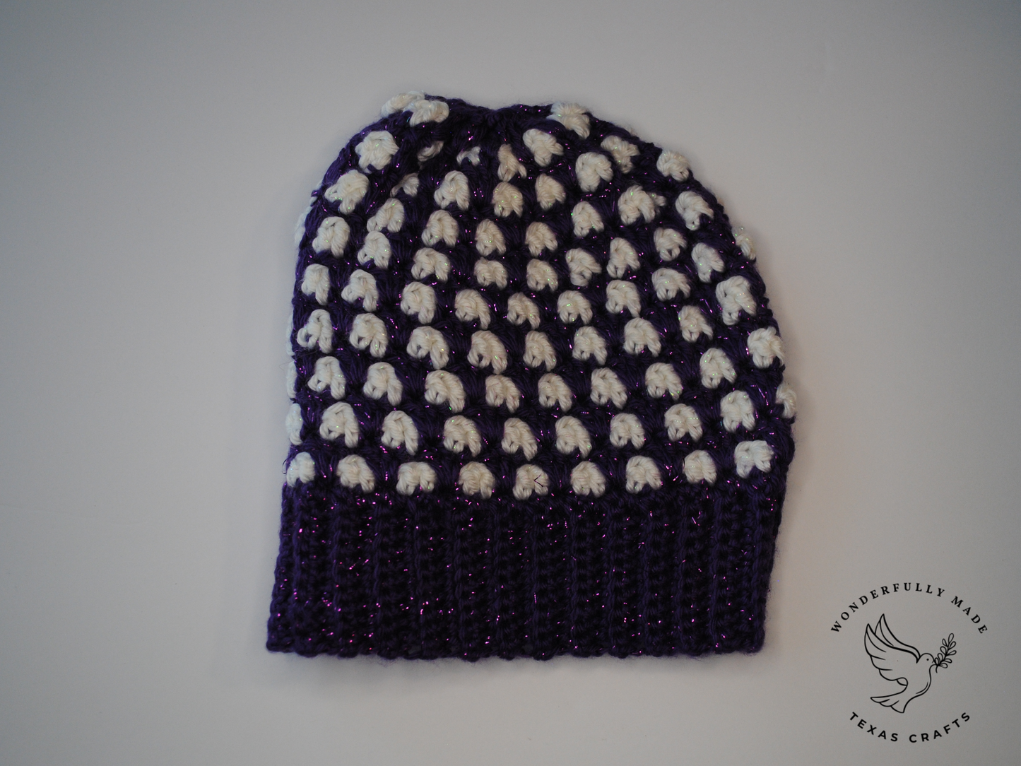 Jordan Beanie - Sparkle Purple and White