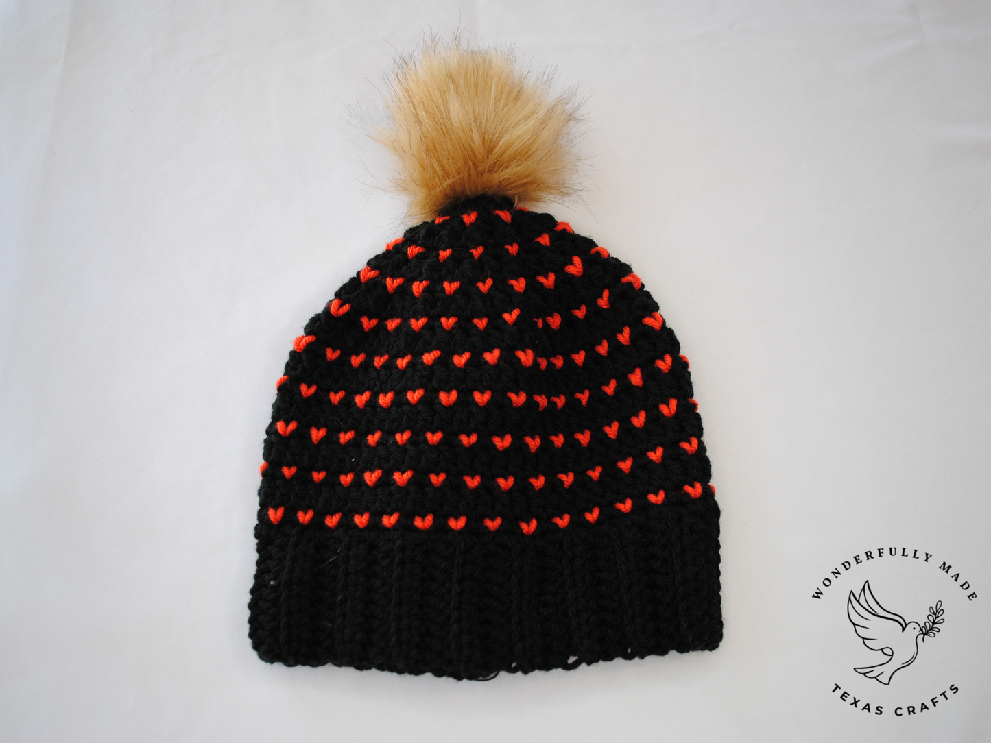 Chloe Beanie - Black with Orange