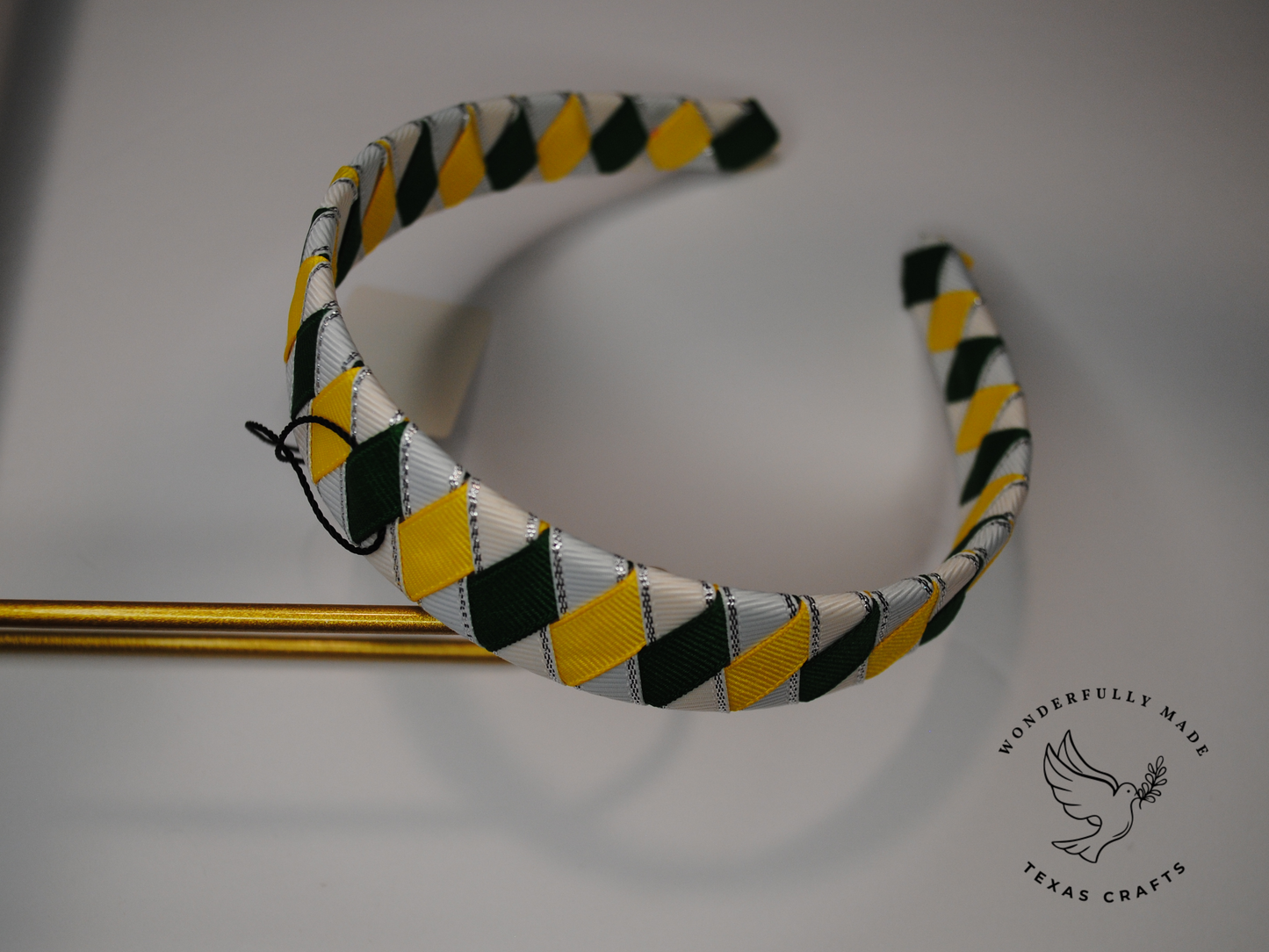 Green, Yellow and White Woven Headband