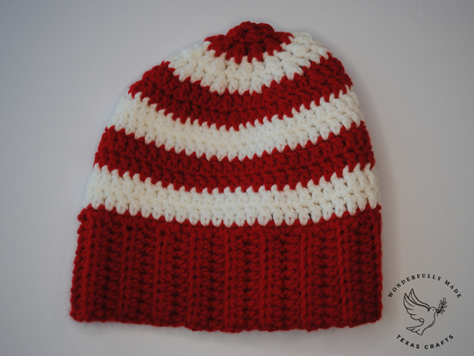 Chunky Red and White Beanie