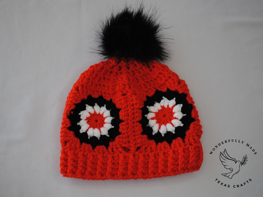Starburst Beanie - Orange with Black