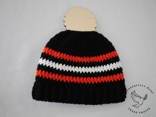 Grace Beanie -  Black, Orange and White