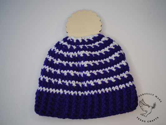Grace Beanie -  Purple with White