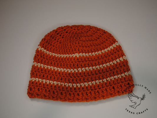 Asher Beanie - Pumpkin with White