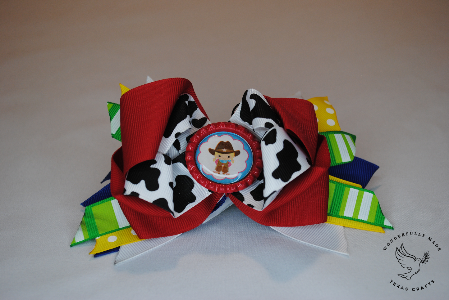 Red Cow Print Bow