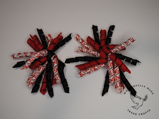 2 pcs - Red and Black with Bows