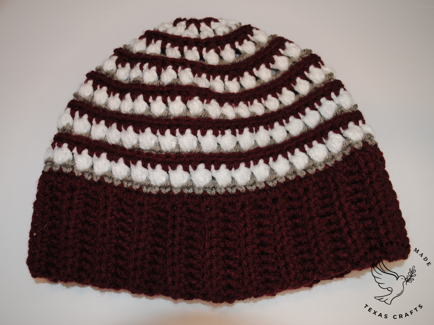 Jordan Beanie - Maroon with White and Gray