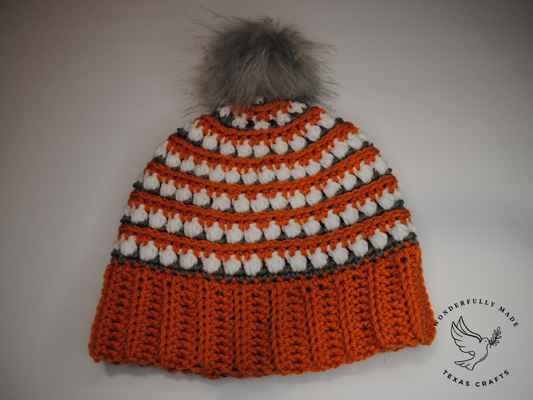Jordan Beanie - Pumpkin with White and Gray