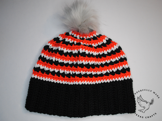 Jordan Beanie - Black with Orange and White