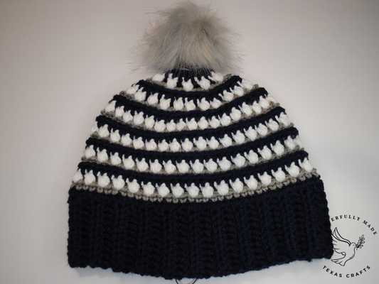 Jordan Beanie - Navy with White and Gray