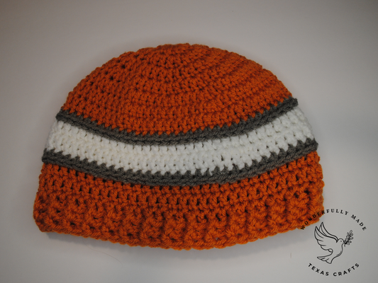 Simon Beanie - Pumpkin and White
