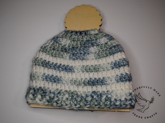 Grace Beanie -  Chunky; Blue with White