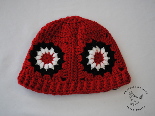 Starburst Beanie - Red with Black