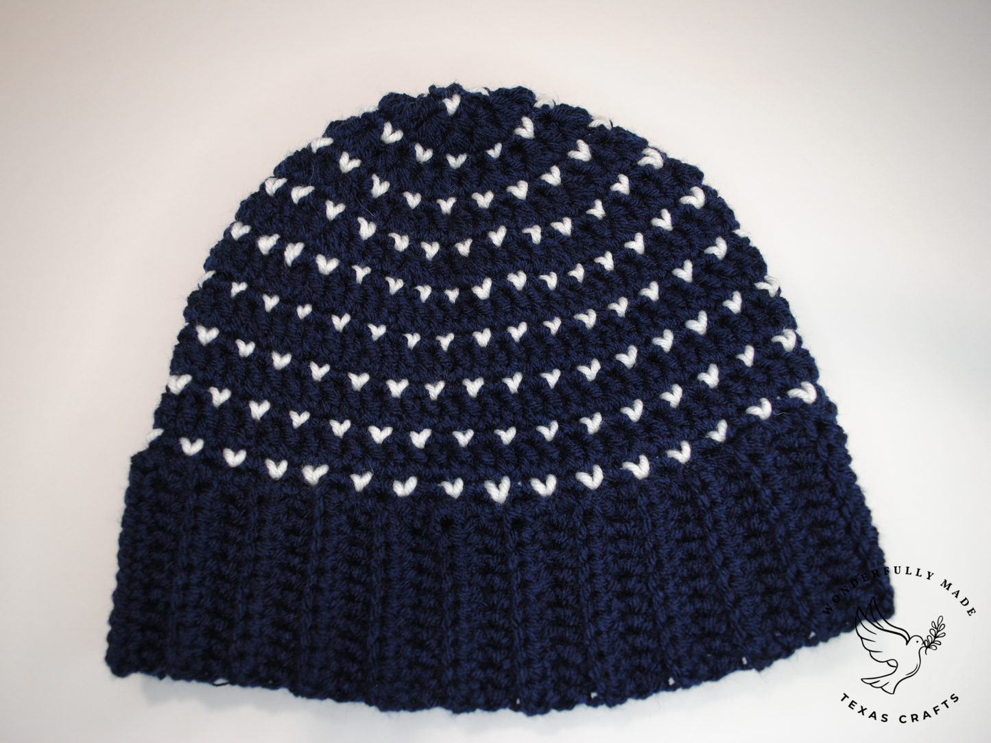 Chloe Beanie - Navy with White