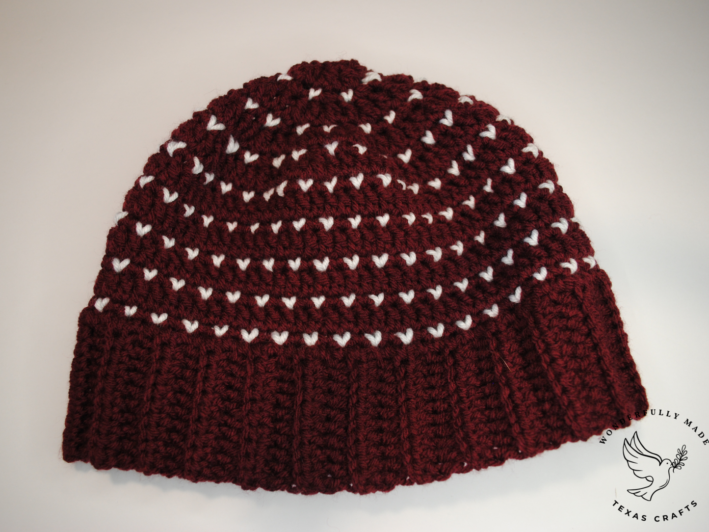 Chloe Beanie - Maroon with White