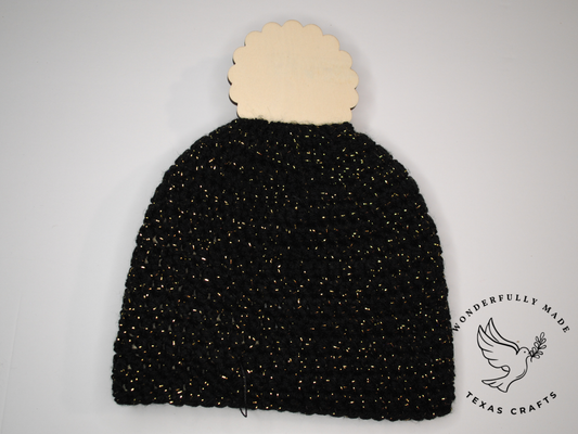 Grace Beanie -  Black and Gold sparkle