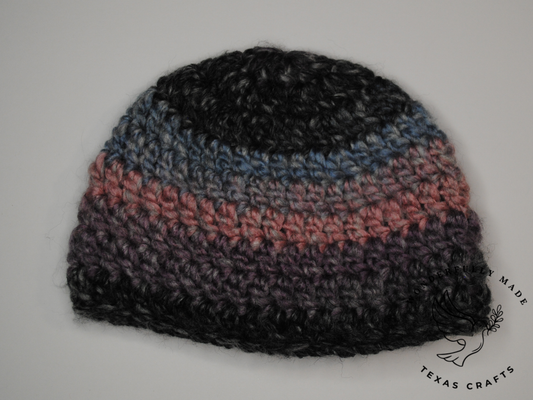 Chunky Baby Beanie - Purple and Gray