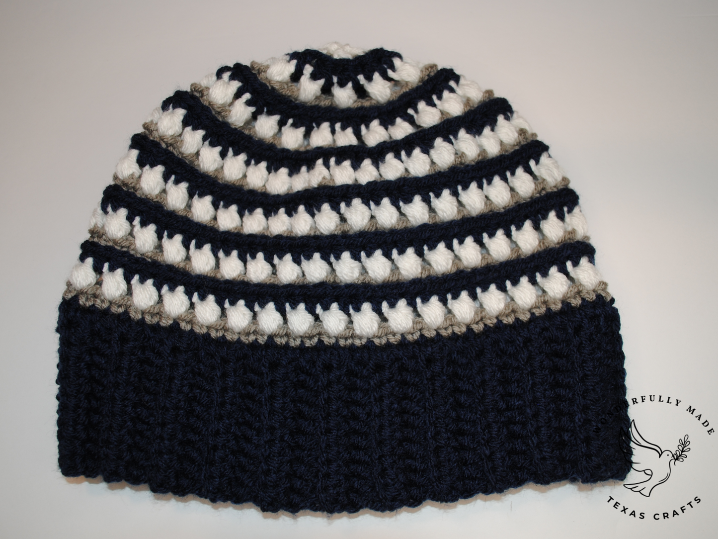 Jordan Beanie - Navy with White and Gray