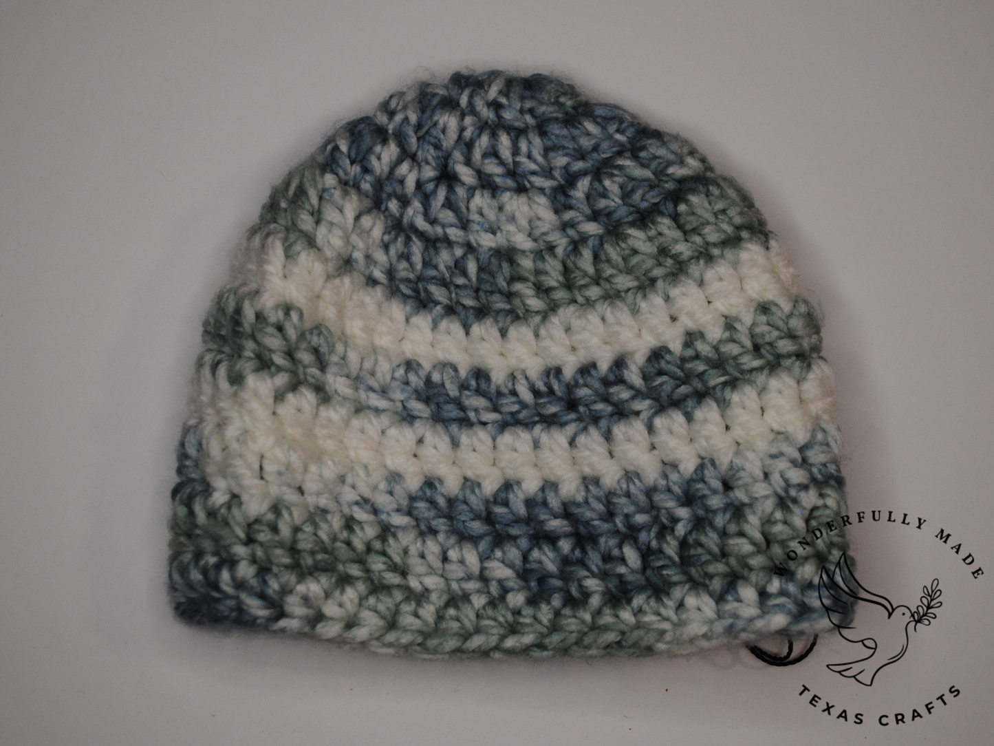 Chunky Baby Beanie - Blue and White